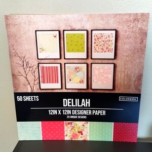 Colorbok American Crafts Scrapbook Cardstock, Delilah, 12x12 Inch Paper Pad, NEW